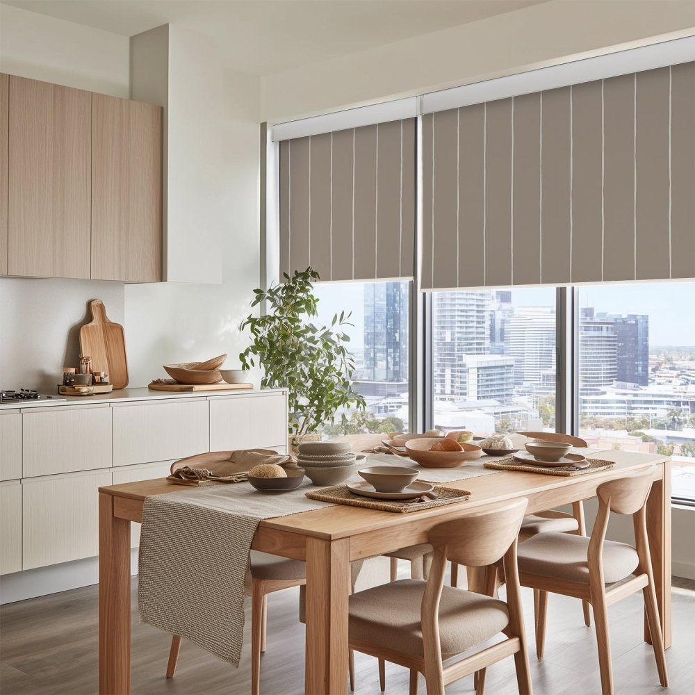 Pure Stripe Print Full Blackout Roller Blinds - Deconovo US