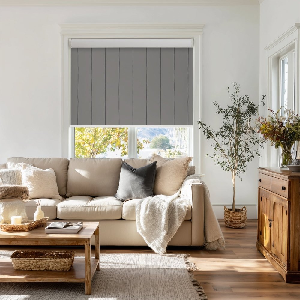 Pure Stripe Print Full Blackout Roller Blinds - Deconovo US