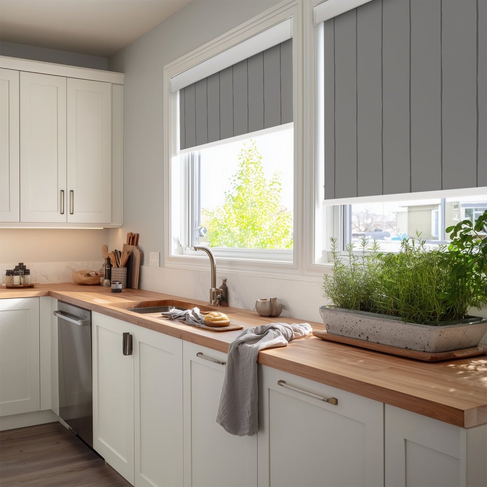 Pure Stripe Print Full Blackout Roller Blinds - Deconovo US