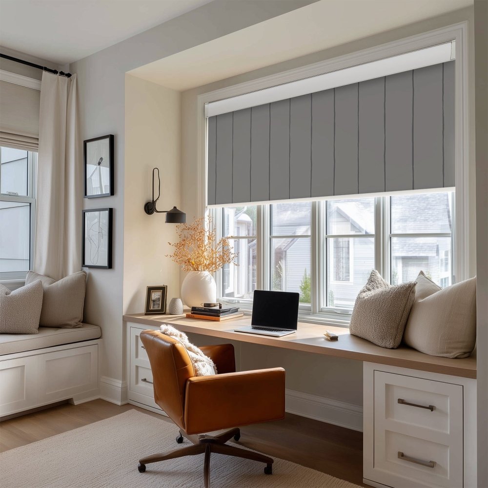 Pure Stripe Print Full Blackout Roller Blinds - Deconovo US