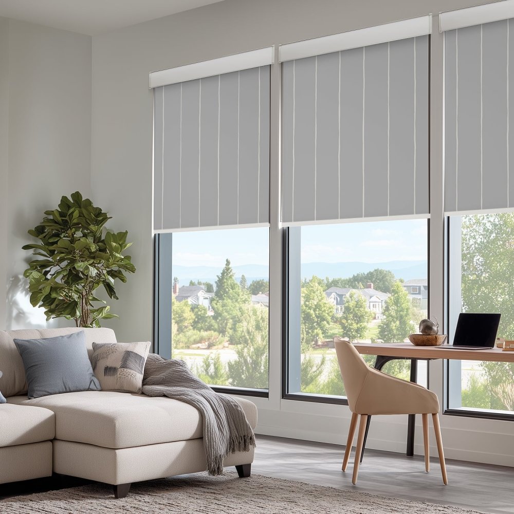 Pure Stripe Print Full Blackout Roller Blinds - Deconovo US