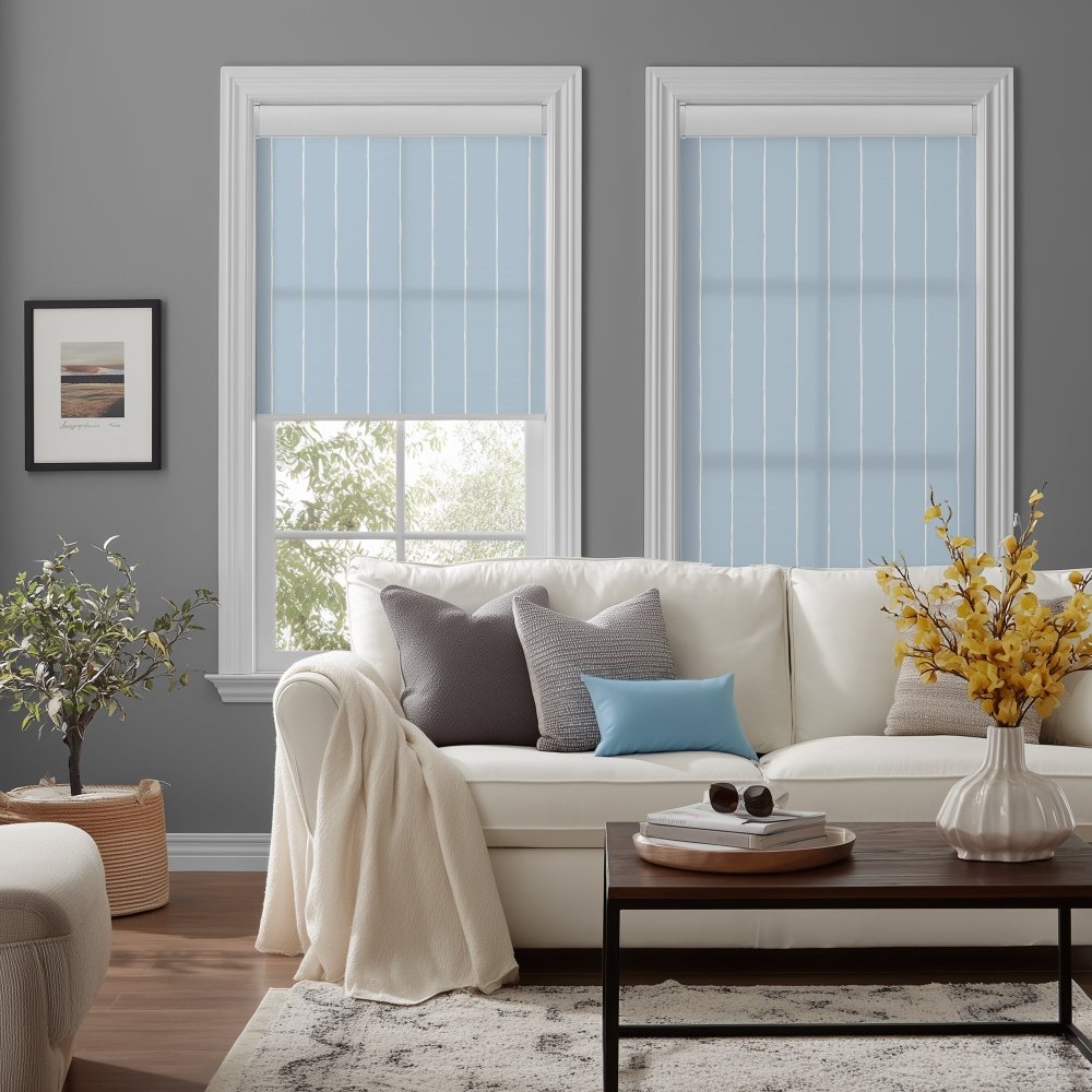 Pure Stripe Print Semi - Blackout Roller Blinds - Deconovo US