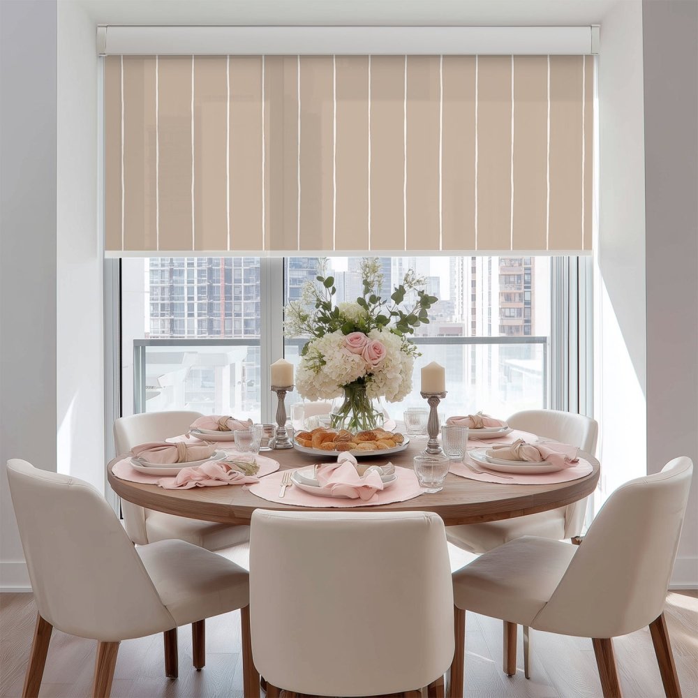 Pure Stripe Print Semi - Blackout Roller Blinds - Deconovo US
