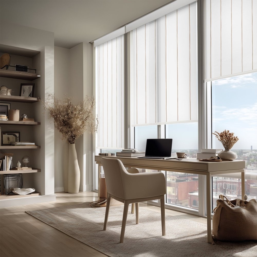 Pure Stripe Print Semi - Blackout Roller Blinds - Deconovo US