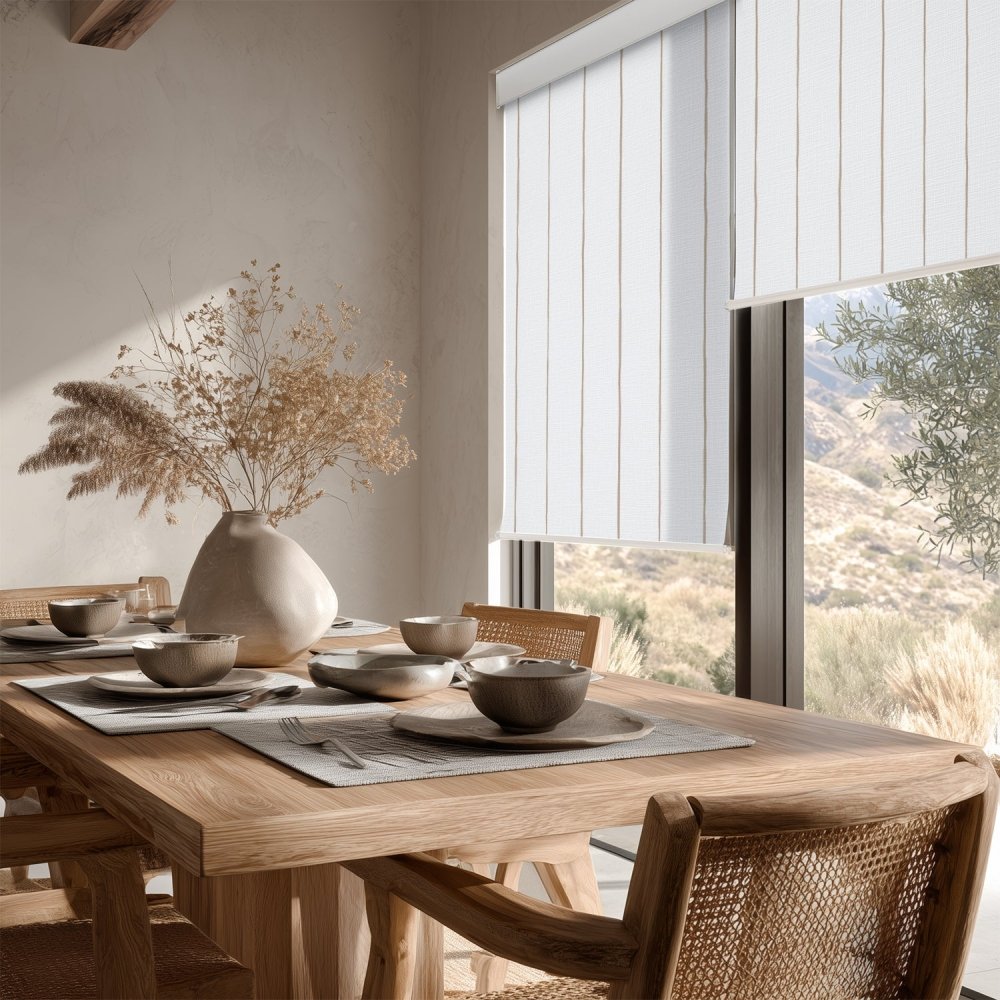 Pure Stripe Print Semi - Blackout Roller Blinds - Deconovo US