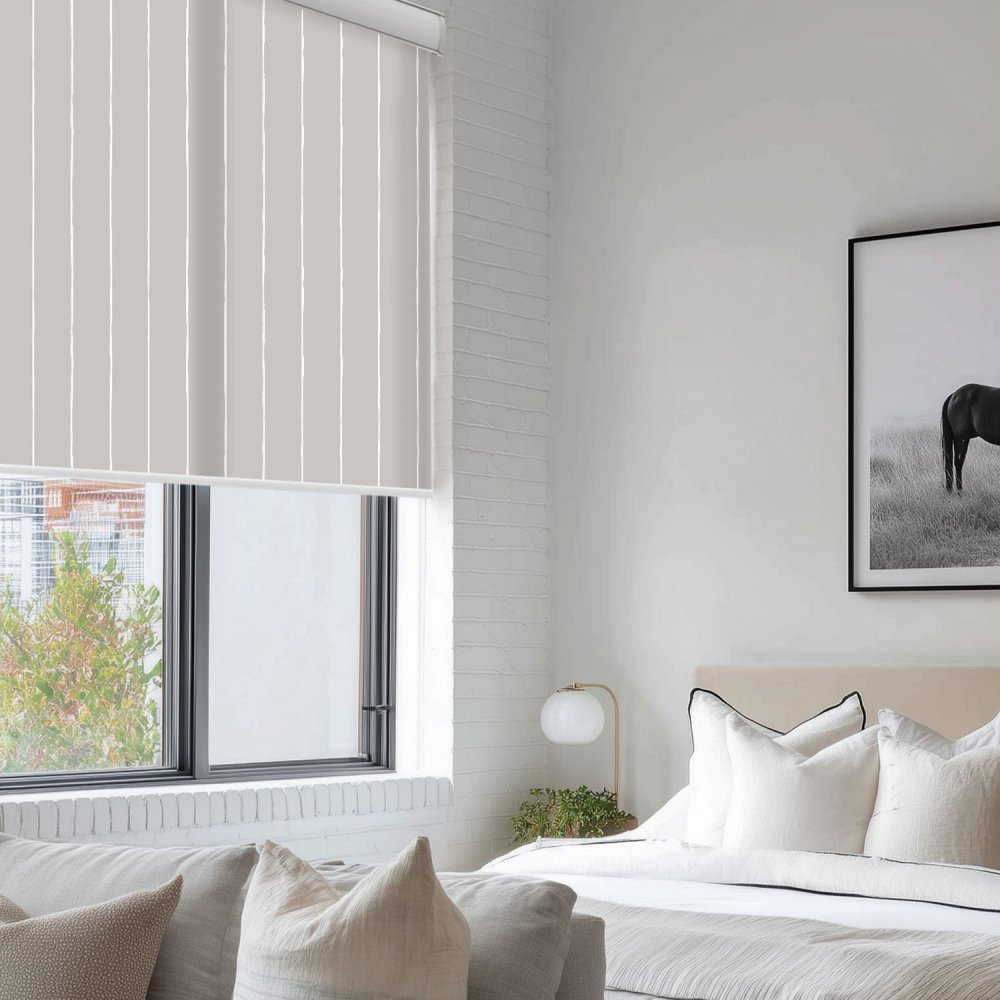 Pure Stripe Print Semi - Blackout Roller Blinds - Deconovo US