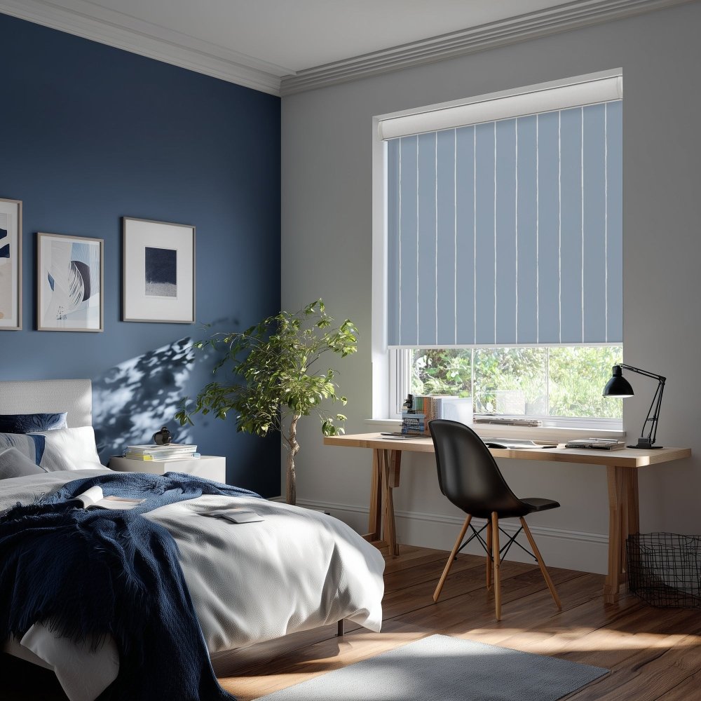 Pure Stripe Print Semi - Blackout Roller Blinds - Deconovo US
