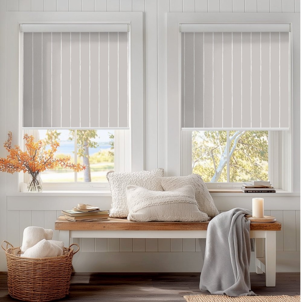 Pure Stripe Print Semi - Blackout Roller Blinds - Deconovo US