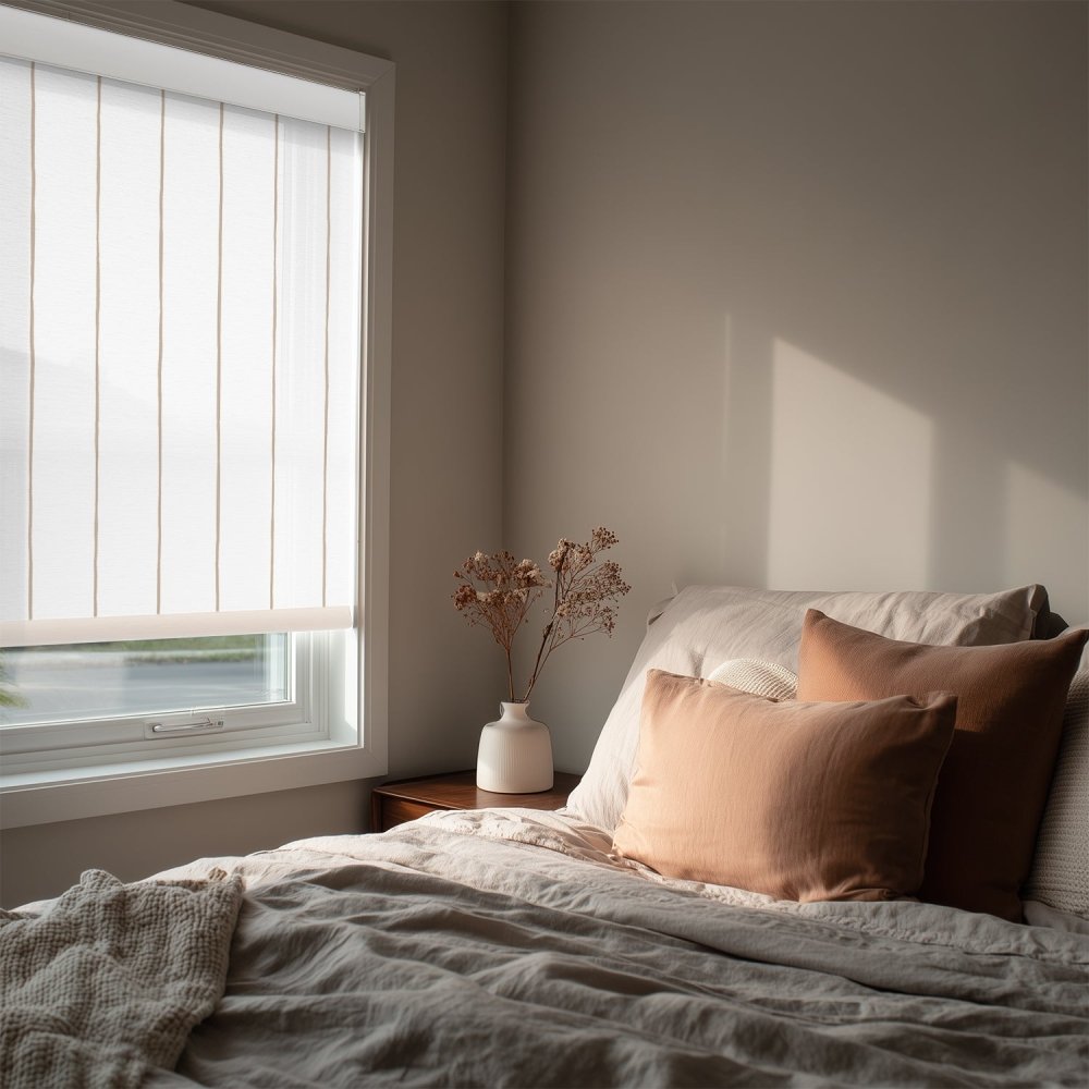 Pure Stripe Print Semi - Blackout Roller Blinds - Deconovo US