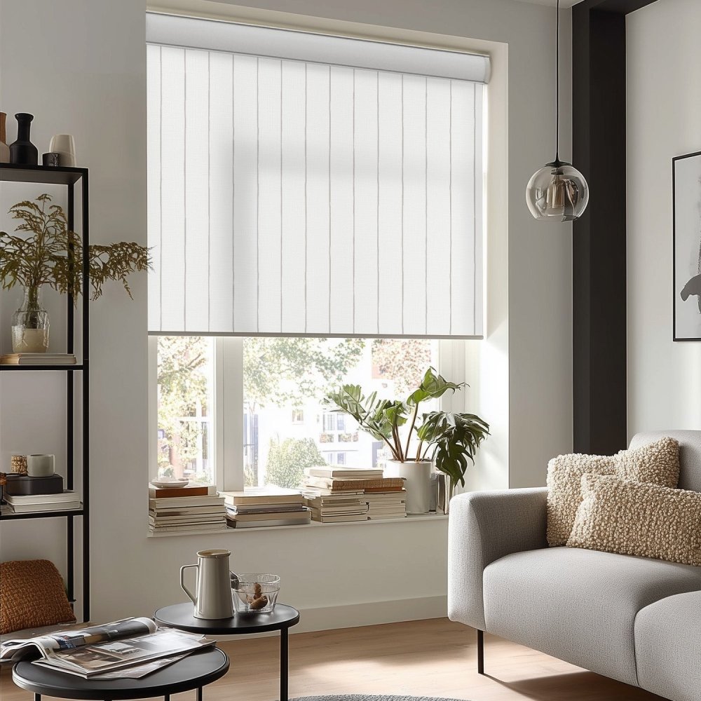 Pure Stripe Print Semi - Blackout Roller Blinds - Deconovo US