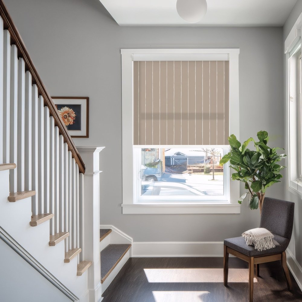 Pure Stripe Print Semi - Blackout Roller Blinds - Deconovo US