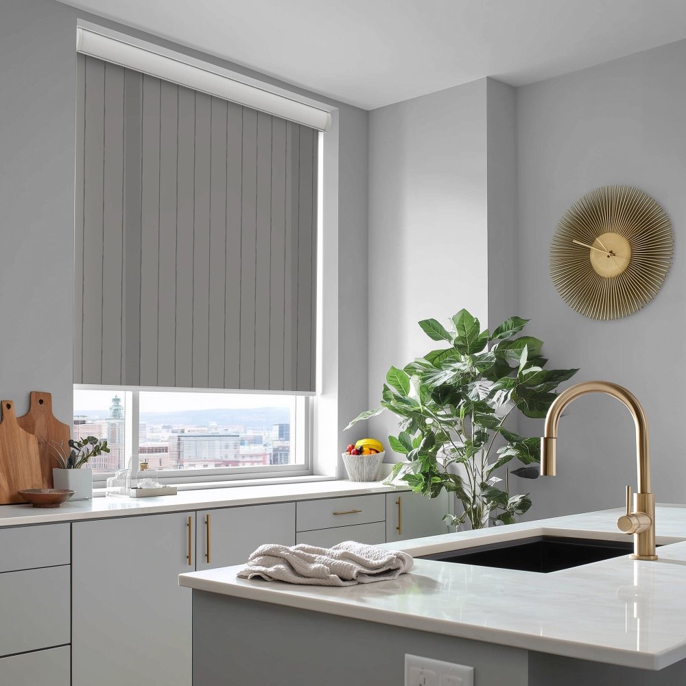 Pure Stripe Print Semi - Blackout Roller Blinds - Deconovo US