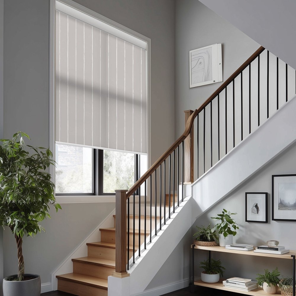 Pure Stripe Print Semi - Blackout Roller Blinds - Deconovo US