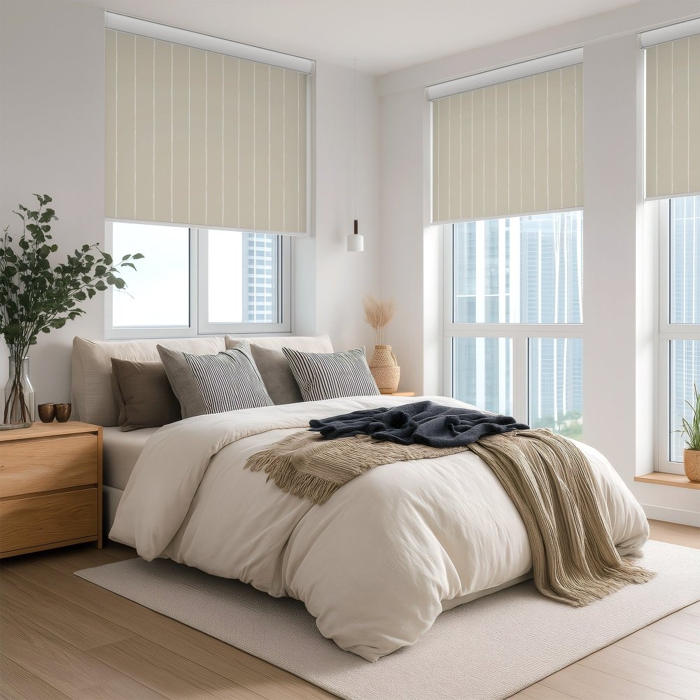 Pure Stripe Print Semi - Blackout Roller Blinds - Deconovo US