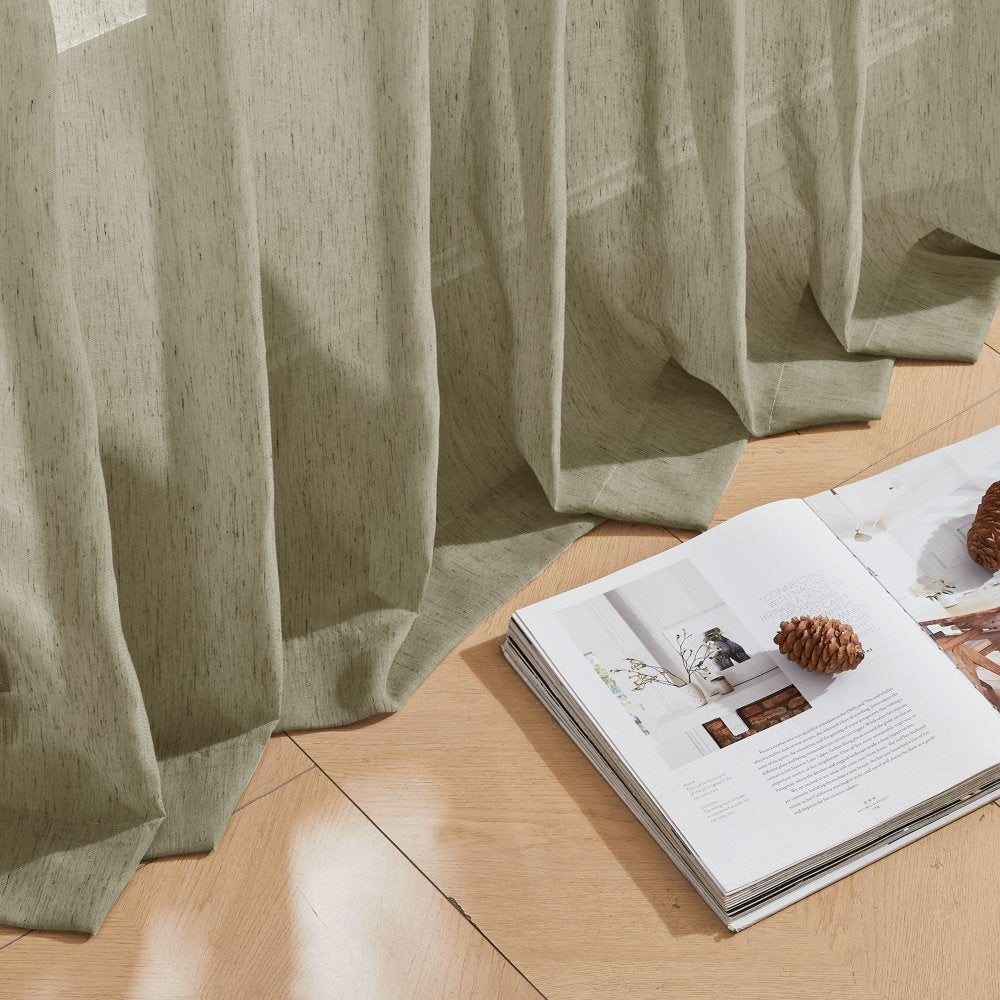 Sylvia Linen - Look Foil Sheer Curtains - Deconovo US