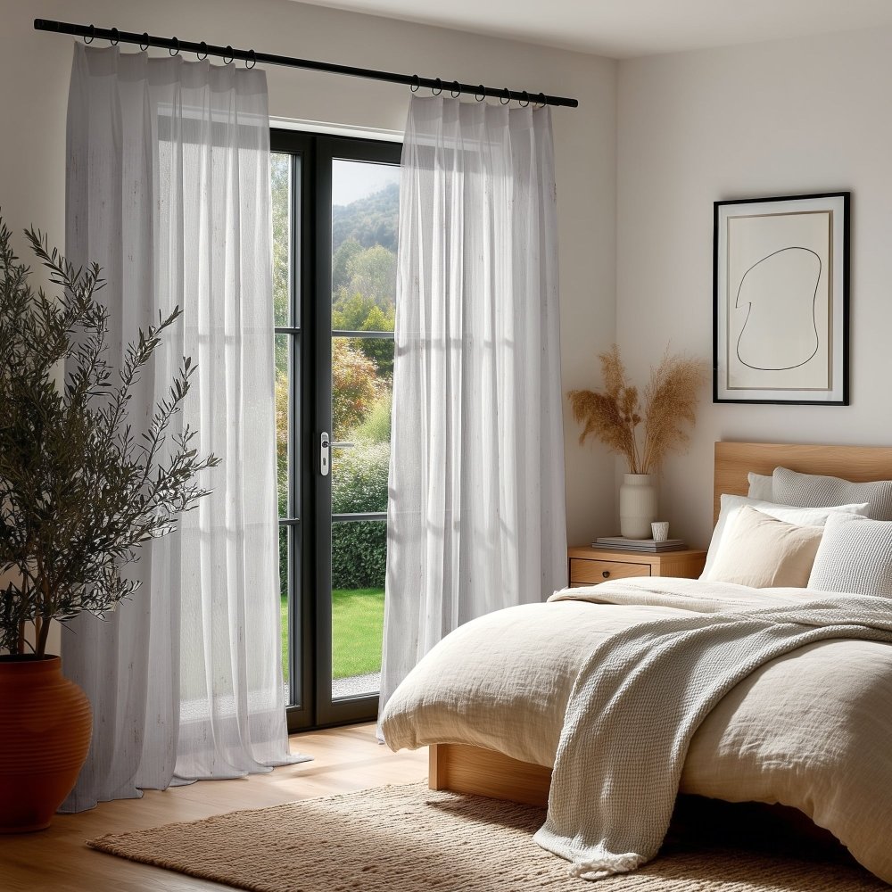 Sylvia Linen - Look Foil Sheer Curtains - Deconovo US