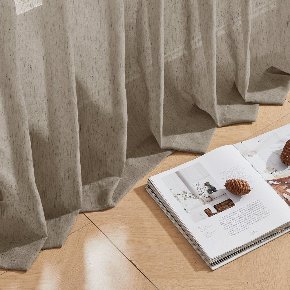 Sylvia Linen - Look Foil Sheer Curtains - Deconovo US