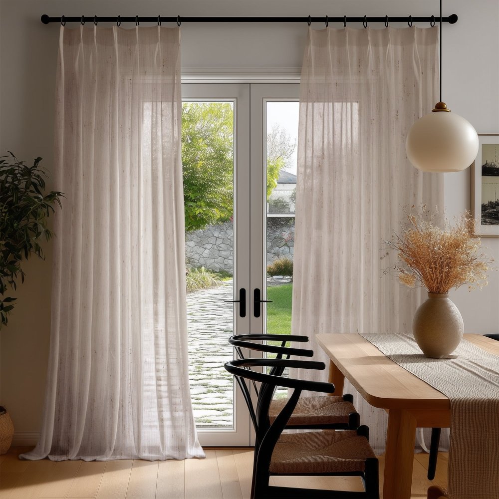 Sylvia Linen - Look Foil Sheer Curtains - Deconovo US
