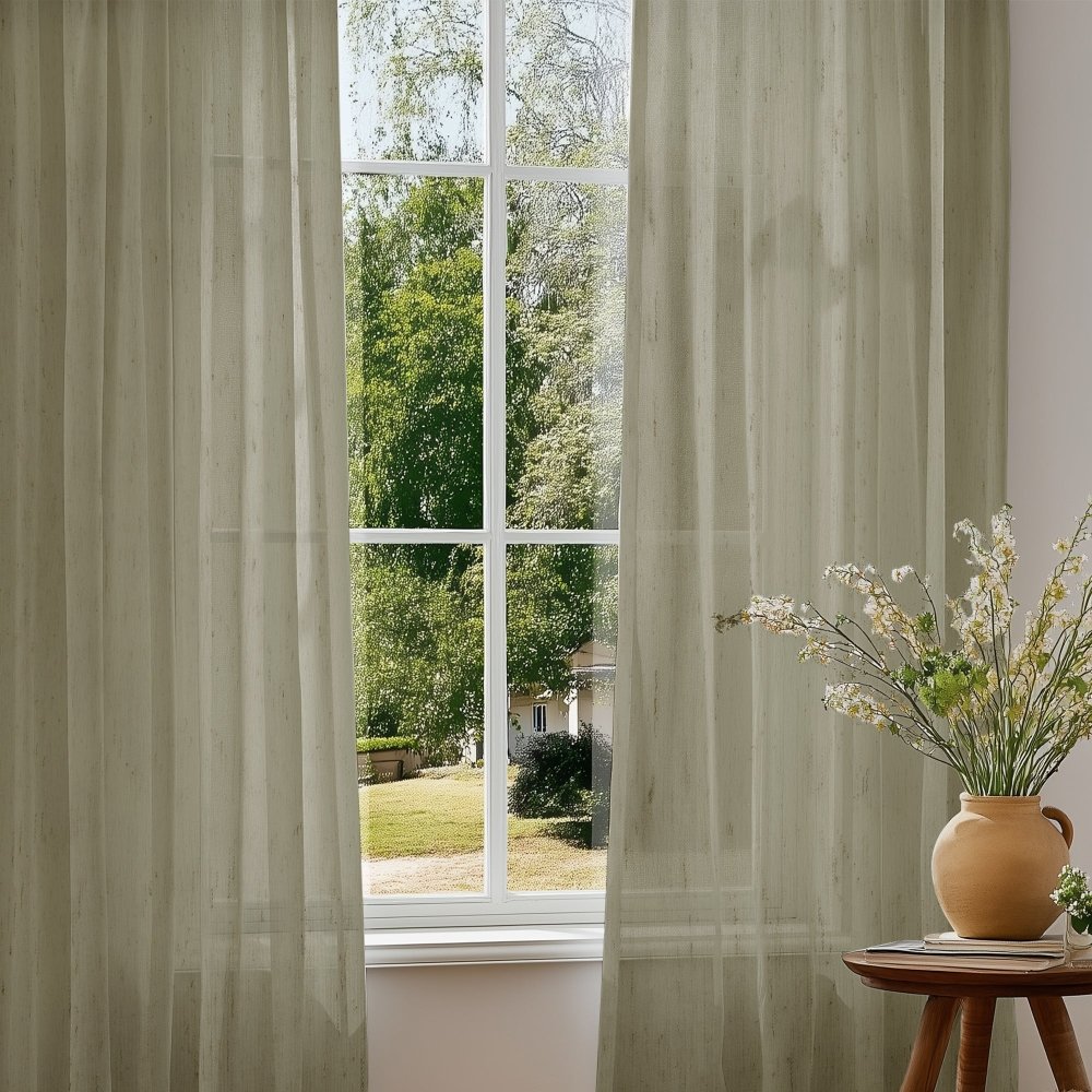 Sylvia Linen - Look Foil Sheer Curtains - Deconovo US