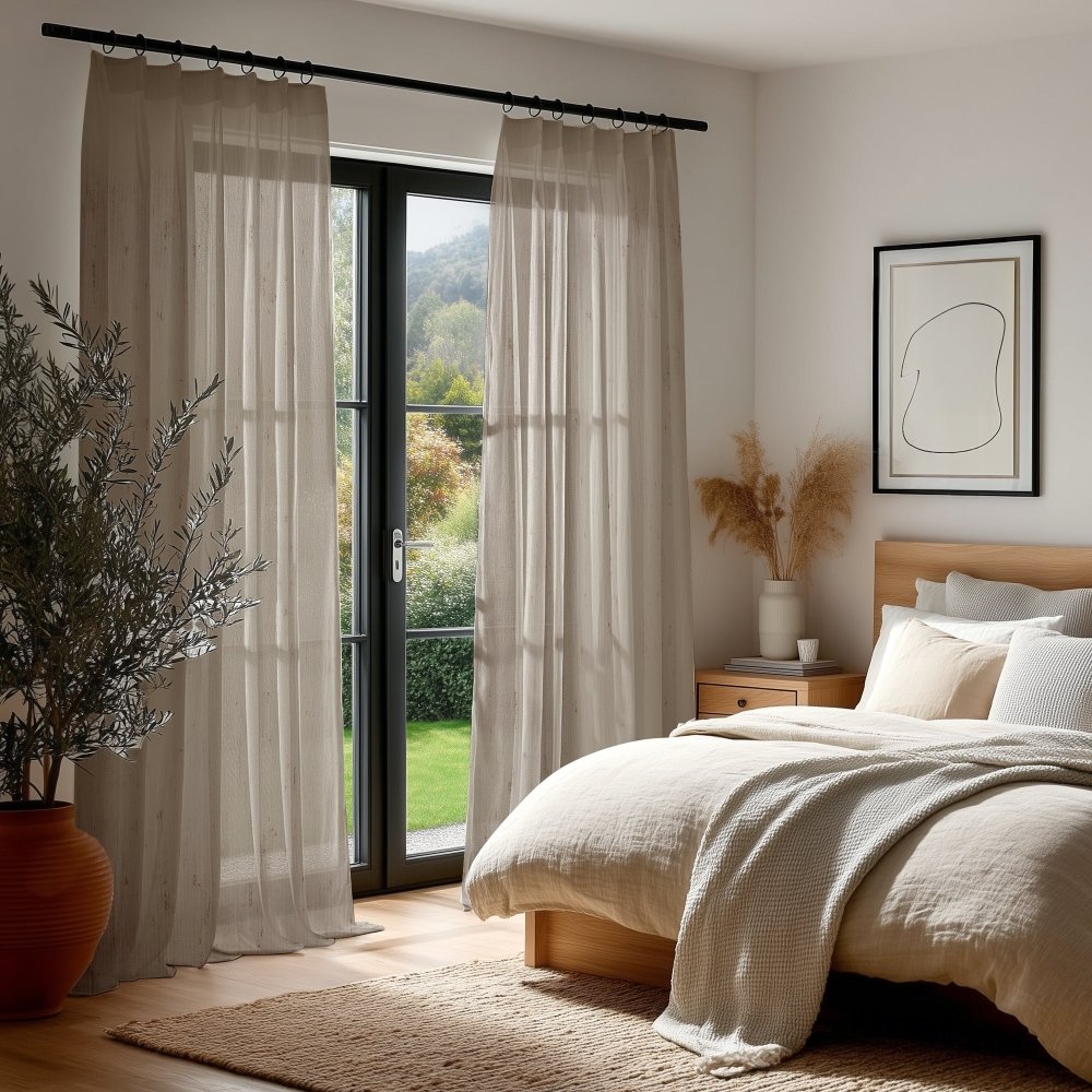Sylvia Linen - Look Foil Sheer Curtains - Deconovo US