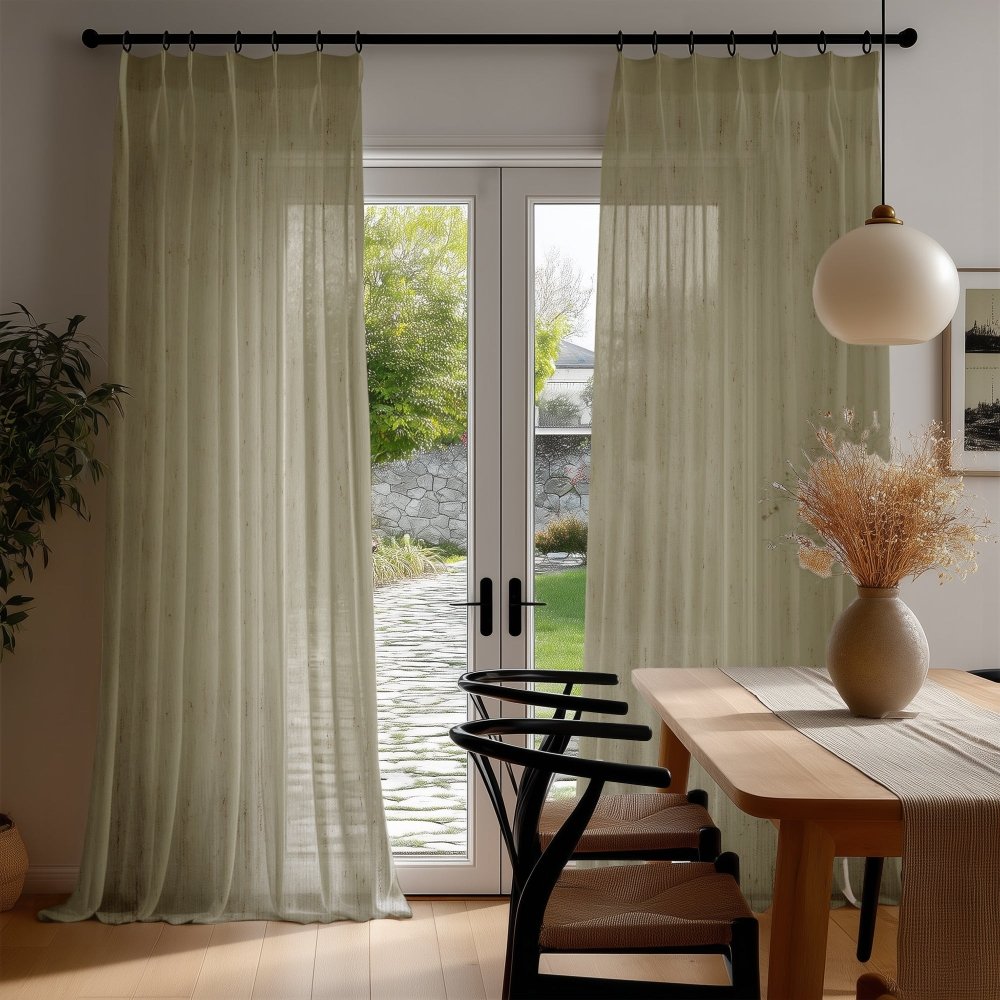 Sylvia Linen - Look Foil Sheer Curtains - Deconovo US