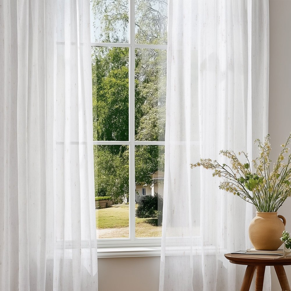 Sylvia Linen - Look Foil Sheer Curtains - Deconovo US