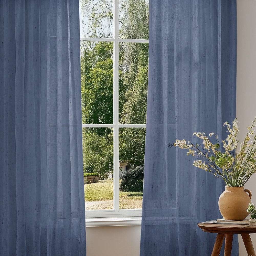 Sylvia Linen - Look Foil Sheer Curtains - Deconovo US