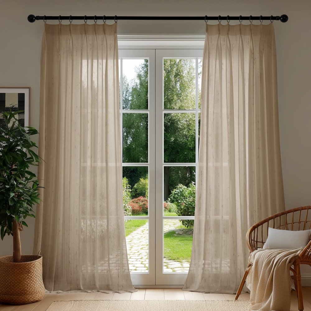 Sylvia Linen - Look Foil Sheer Curtains - Deconovo US