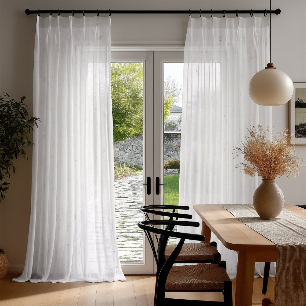 Sylvia Linen - Look Foil Sheer Curtains - Deconovo US