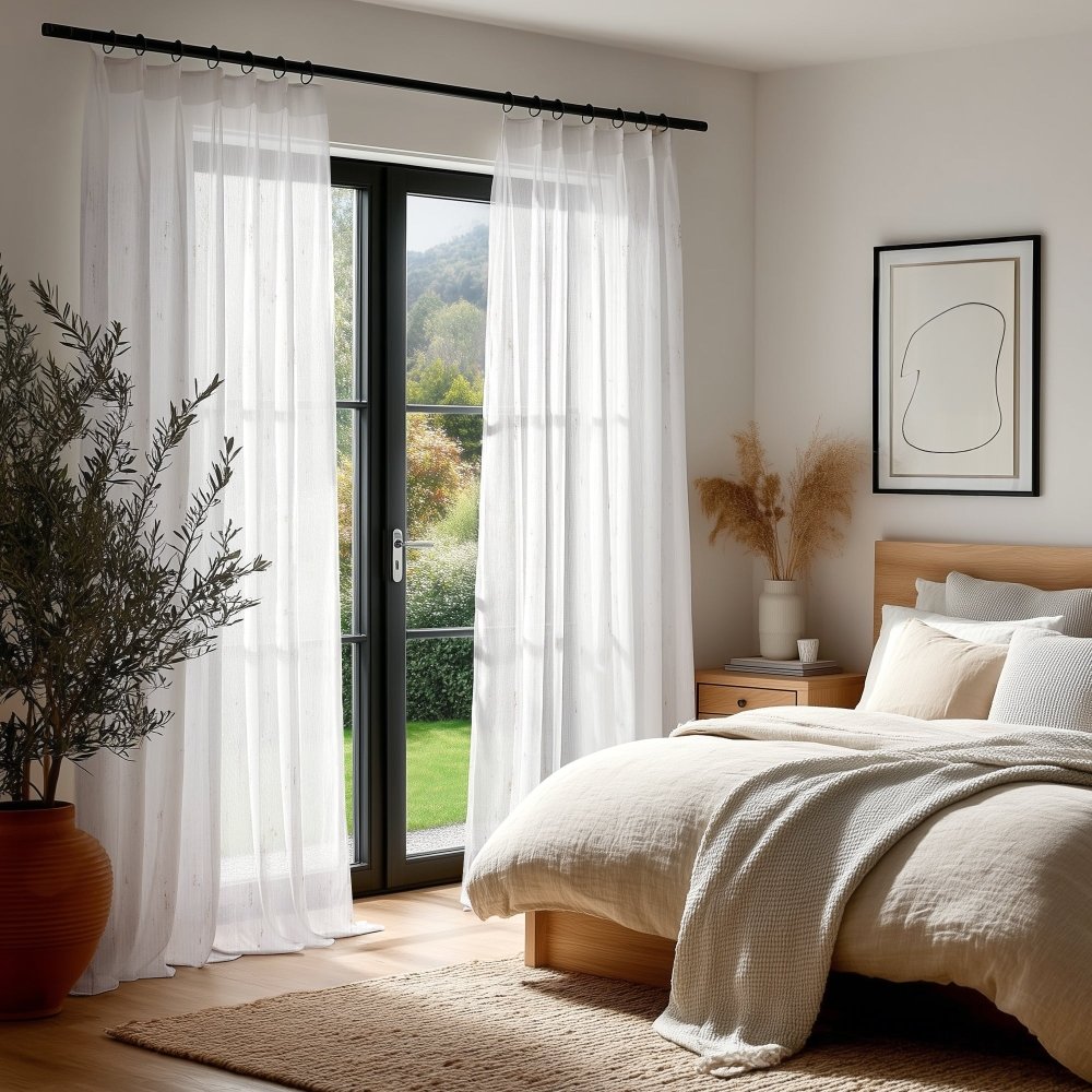 Sylvia Linen - Look Foil Sheer Curtains - Deconovo US