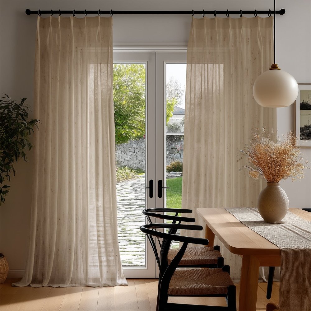Sylvia Linen - Look Foil Sheer Curtains - Deconovo US