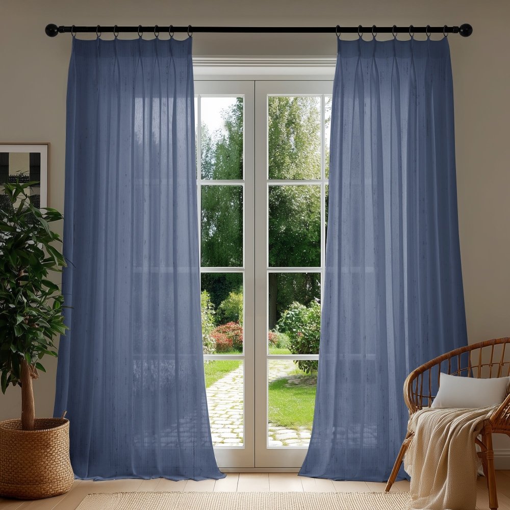 Sylvia Linen - Look Foil Sheer Curtains - Deconovo US