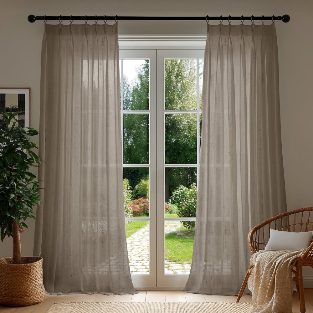 Sylvia Linen - Look Foil Sheer Curtains - Deconovo US