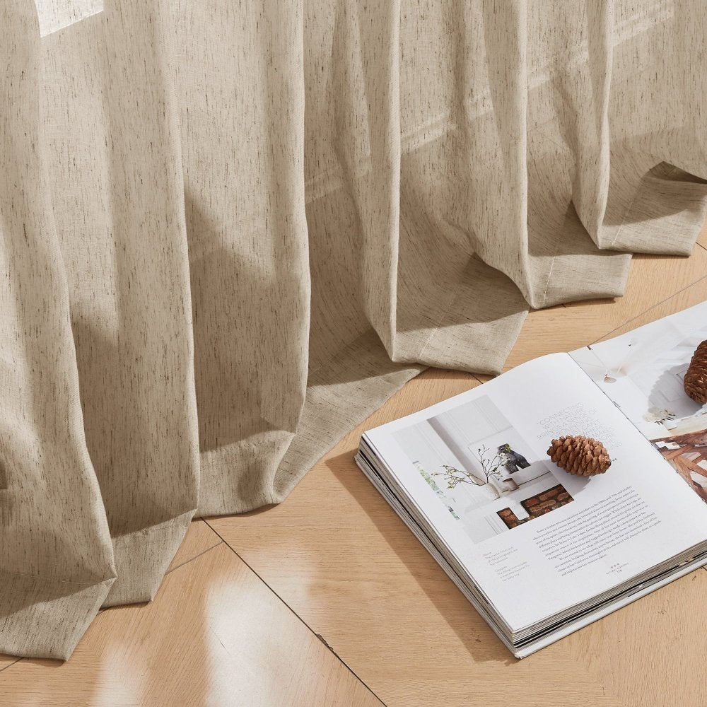Sylvia Linen - Look Foil Sheer Curtains - Deconovo US