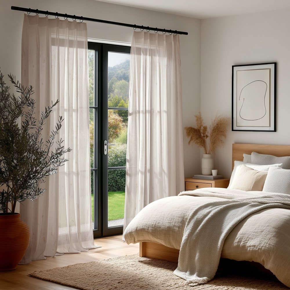 Sylvia Linen - Look Foil Sheer Curtains - Deconovo US