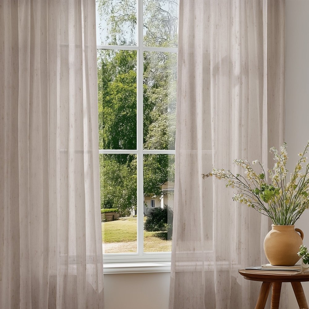 Sylvia Linen - Look Foil Sheer Curtains - Deconovo US