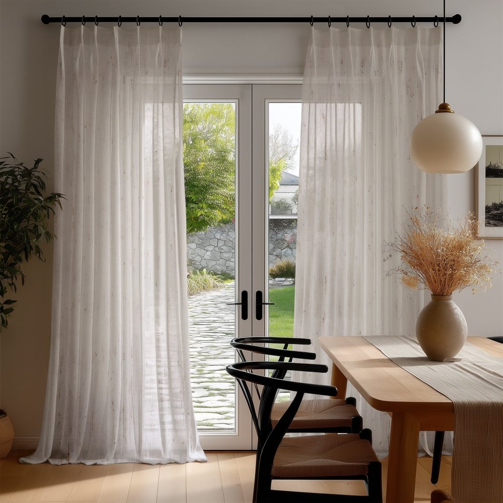 Sylvia Linen - Look Foil Sheer Curtains - Deconovo US