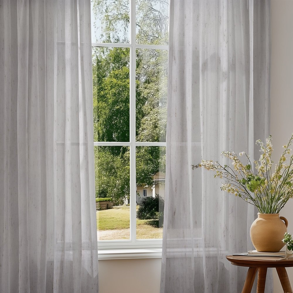 Sylvia Linen - Look Foil Sheer Curtains - Deconovo US