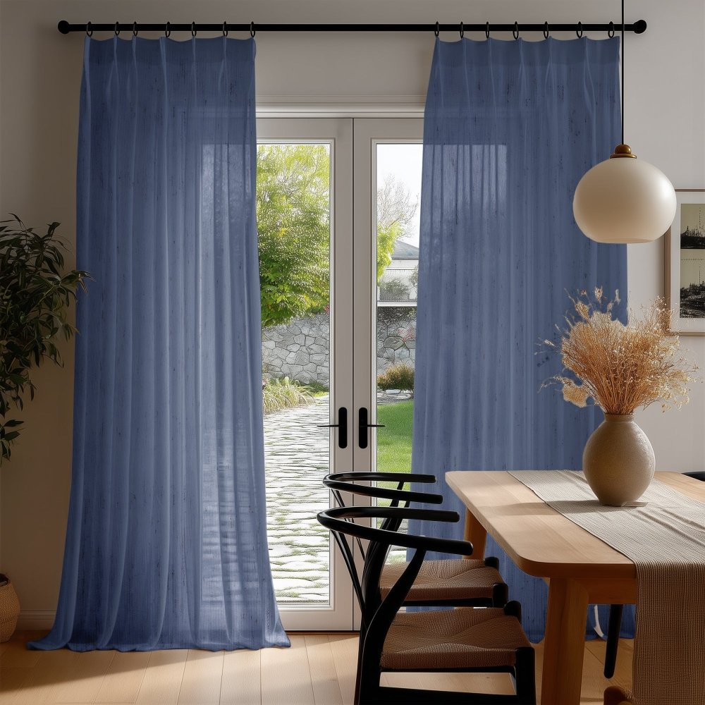 Sylvia Linen - Look Foil Sheer Curtains - Deconovo US