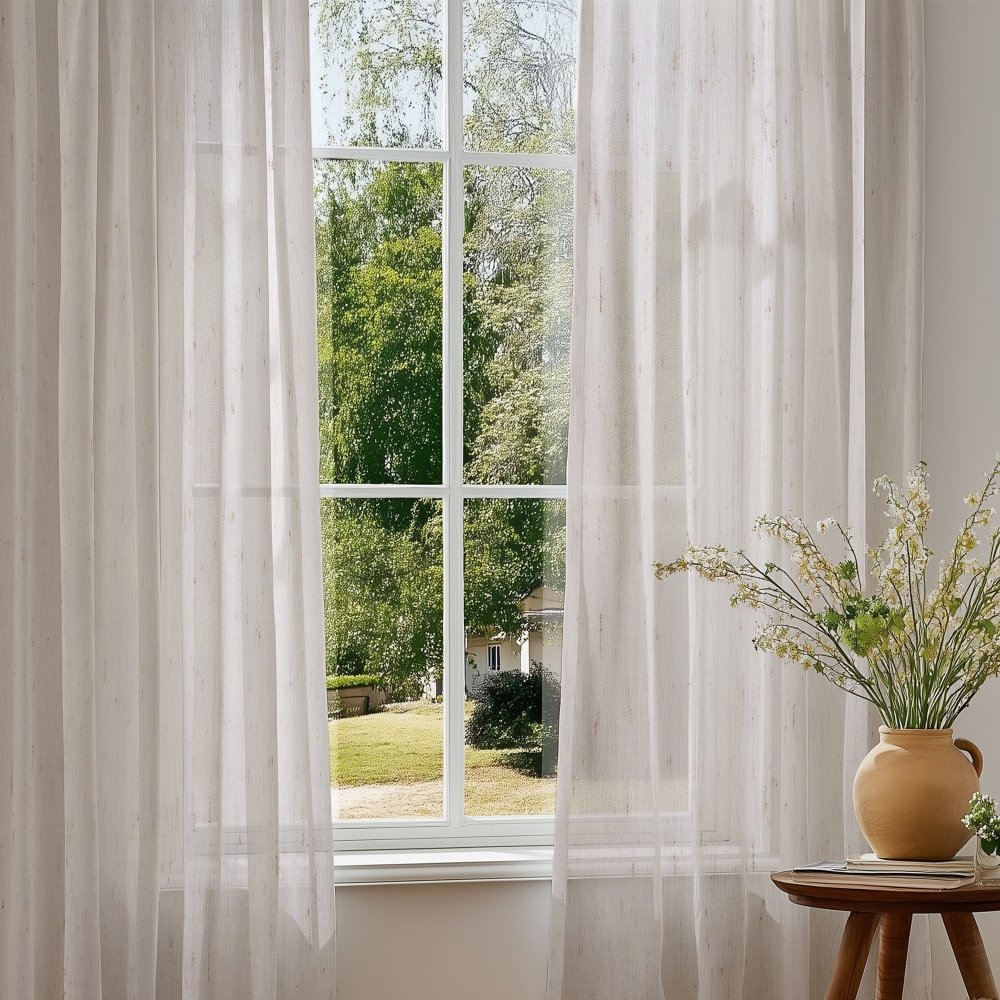 Sylvia Linen - Look Foil Sheer Curtains - Deconovo US