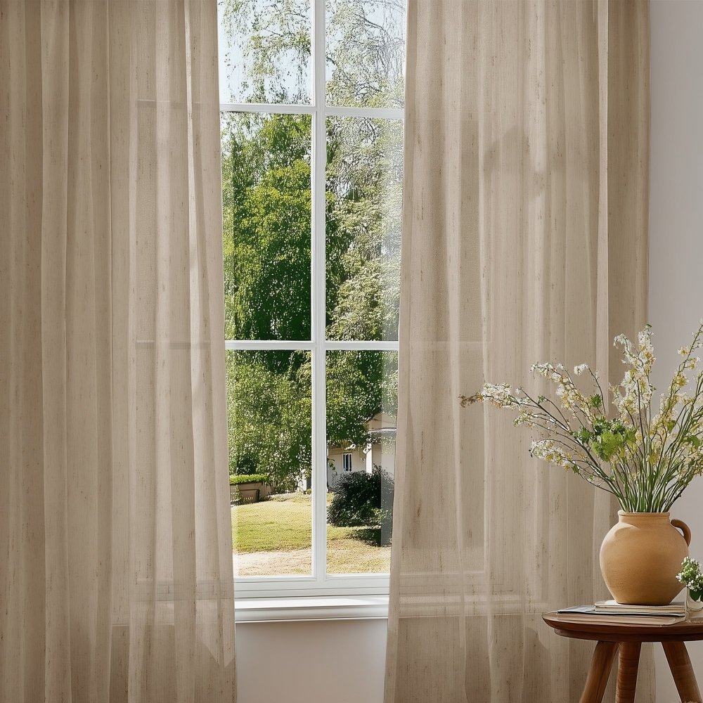 Sylvia Linen - Look Foil Sheer Curtains - Deconovo US