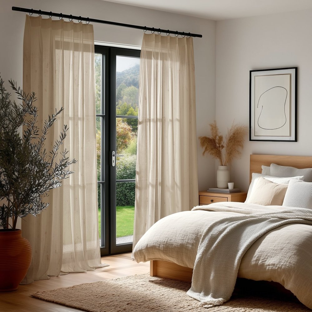 Sylvia Linen - Look Foil Sheer Curtains - Deconovo US