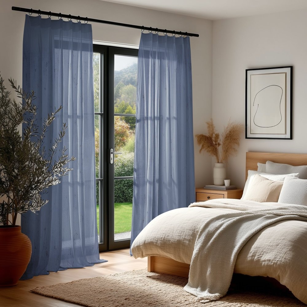 Sylvia Linen - Look Foil Sheer Curtains - Deconovo US