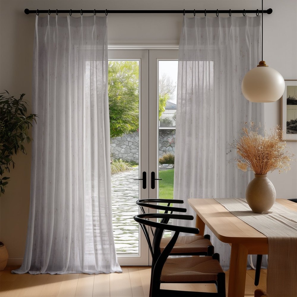 Sylvia Linen - Look Foil Sheer Curtains - Deconovo US