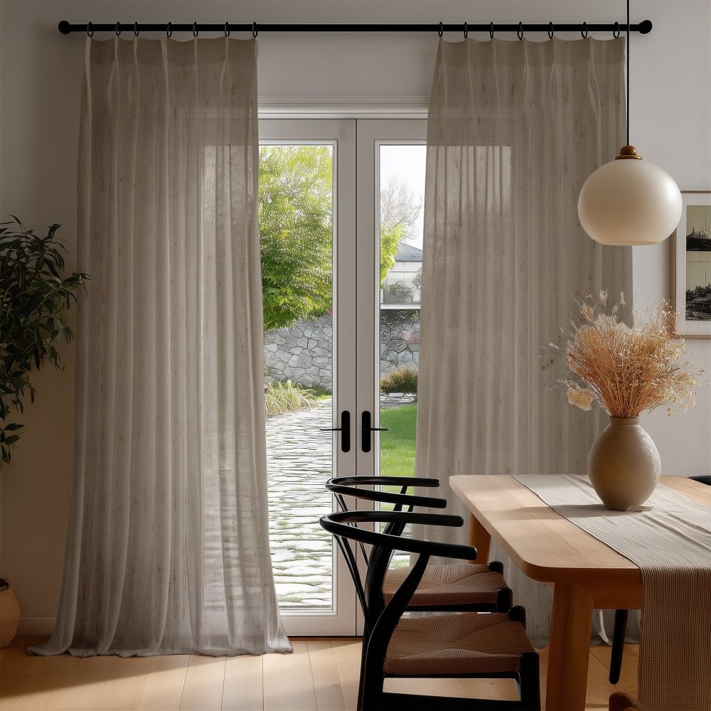 Sylvia Linen - Look Foil Sheer Curtains - Deconovo US