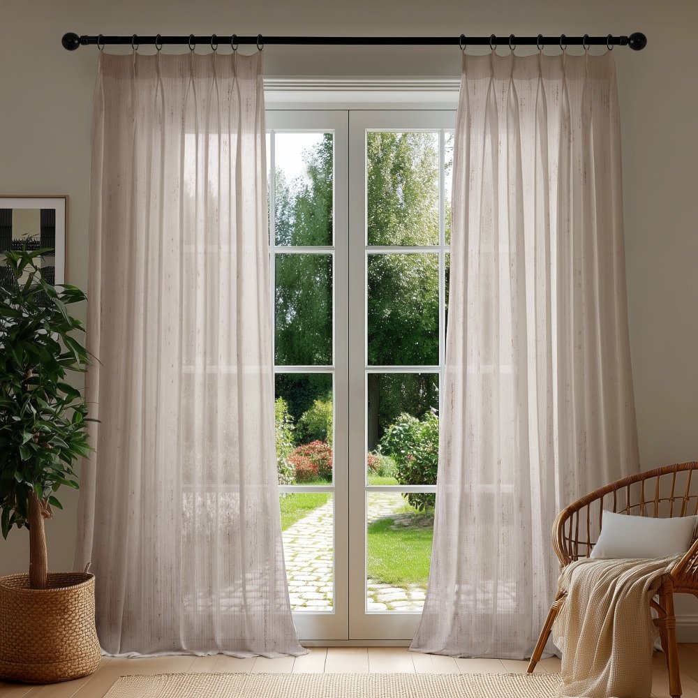 Sylvia Linen - Look Foil Sheer Curtains - Deconovo US