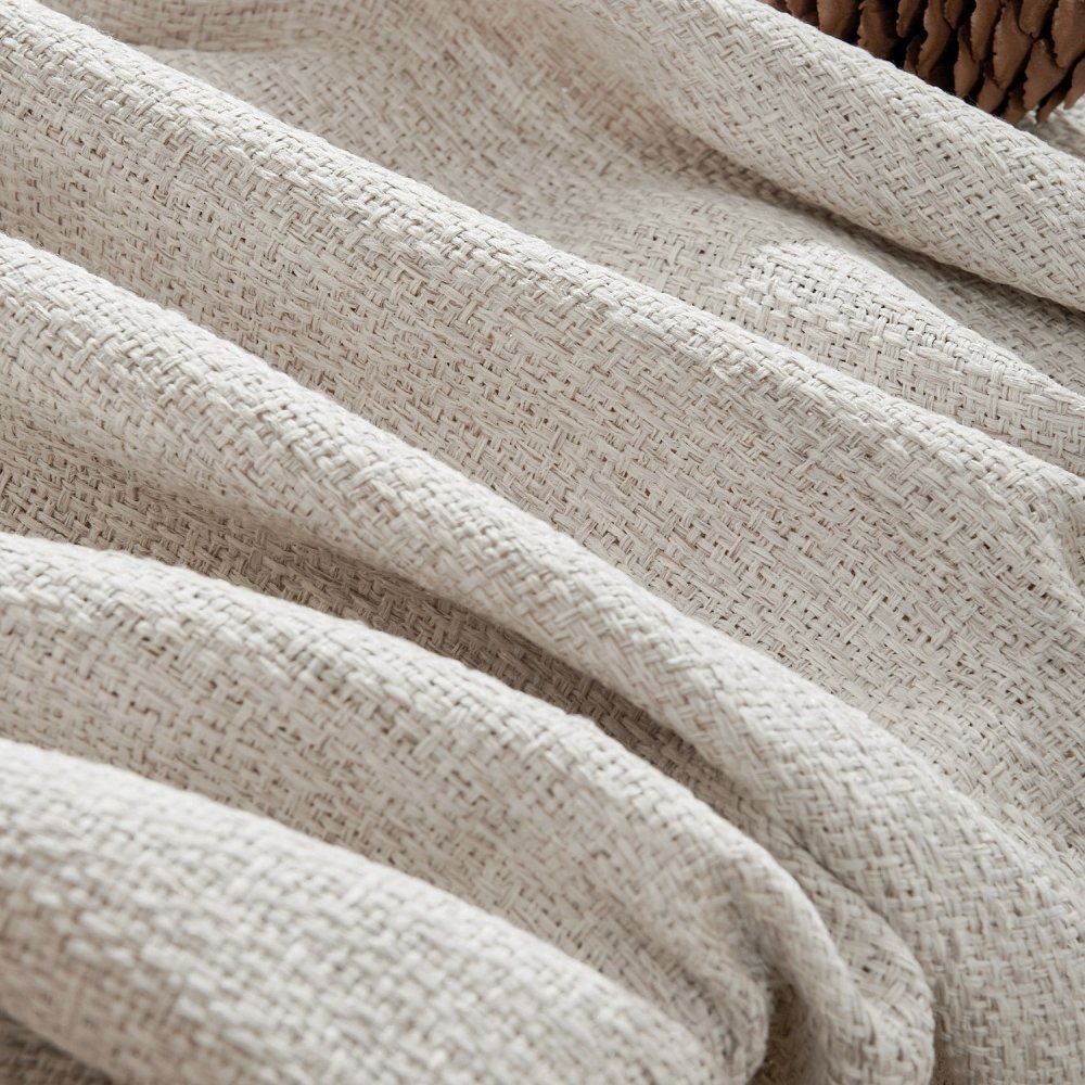 Zoe Linen - Texture Grid Custom Blackout Curtains - Deconovo US