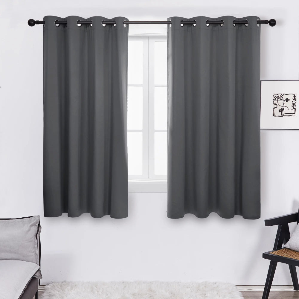 Deconovo 52Wx63L inch Dark Grey 2 Panels Blackout Curtains Grommet Thermal Insulated Full Shading Curtain with Silver Coating for Bedroom Living Room - Deconovo US