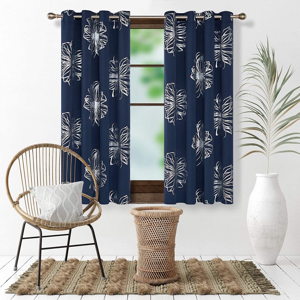 Flower Printed Floral Grommet Blackout Curtains | Kids Bedroom, Nursery  Rooms, Boys & Girls | Ready Made Deconovo | 2 Panels