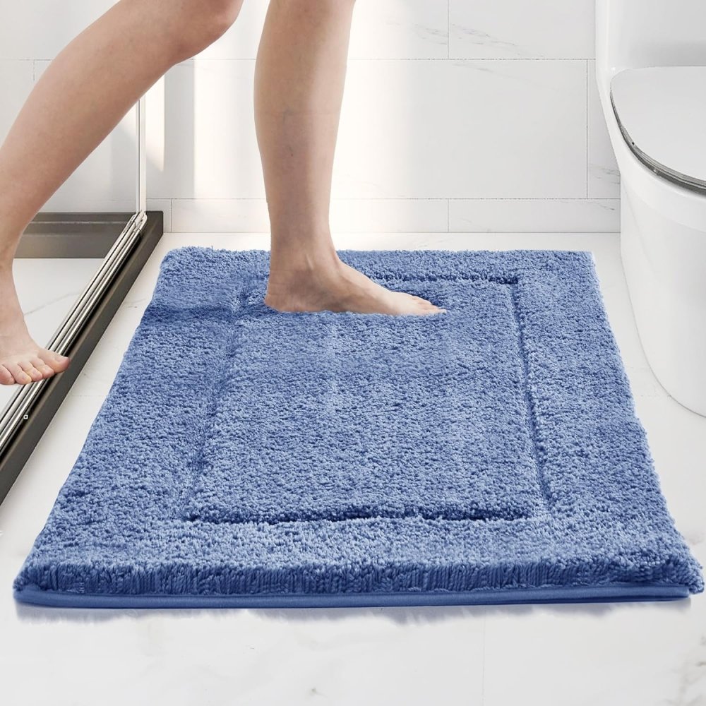 Three Piece Toilet Set , Rug for Bathroom selling , Washable Rug - Bath Math - Bath Rug , Bathroom Rug, Blue Rug , Rug With Tassel , Round Bath Mat